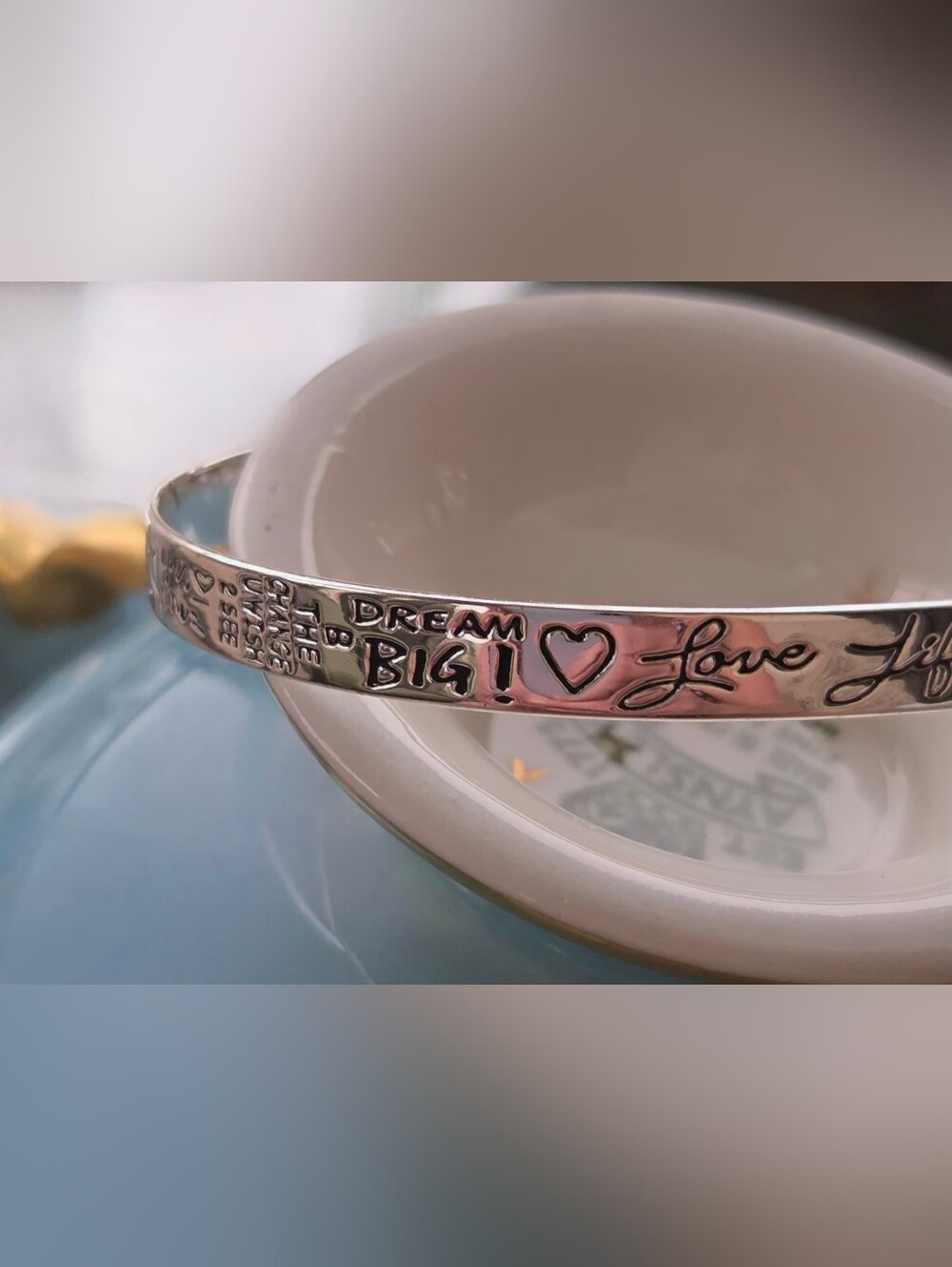 LA Rocks 925 Sterling Silver Inspirational Quote Cuff Bracelet - Picture 3 of 9